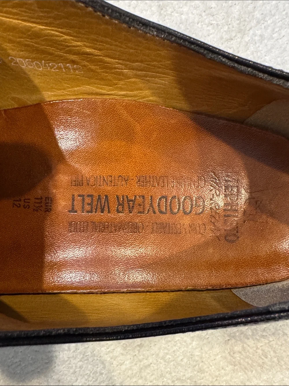 Mephisto Black Leather Cap-Toe Derby Shoes Size 12. Excellent Condition